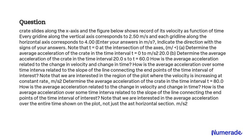 SOLVED: Crate slides along the x-axis and the figure below shows a ...