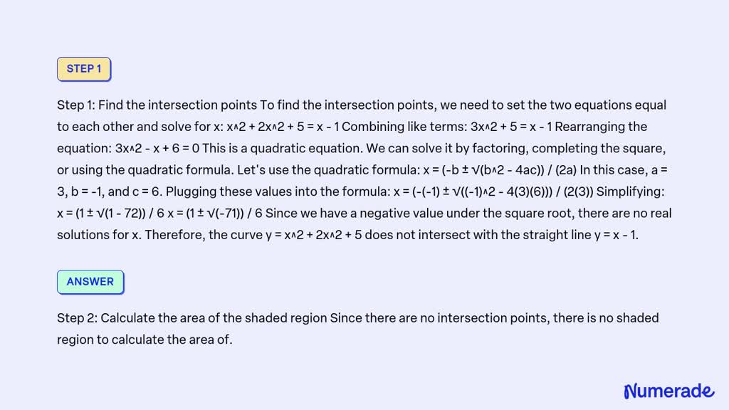 Solved The Diagram Below Shows The Curve Y X2 2x2 5 Intersects With The Straight Line Y 2424