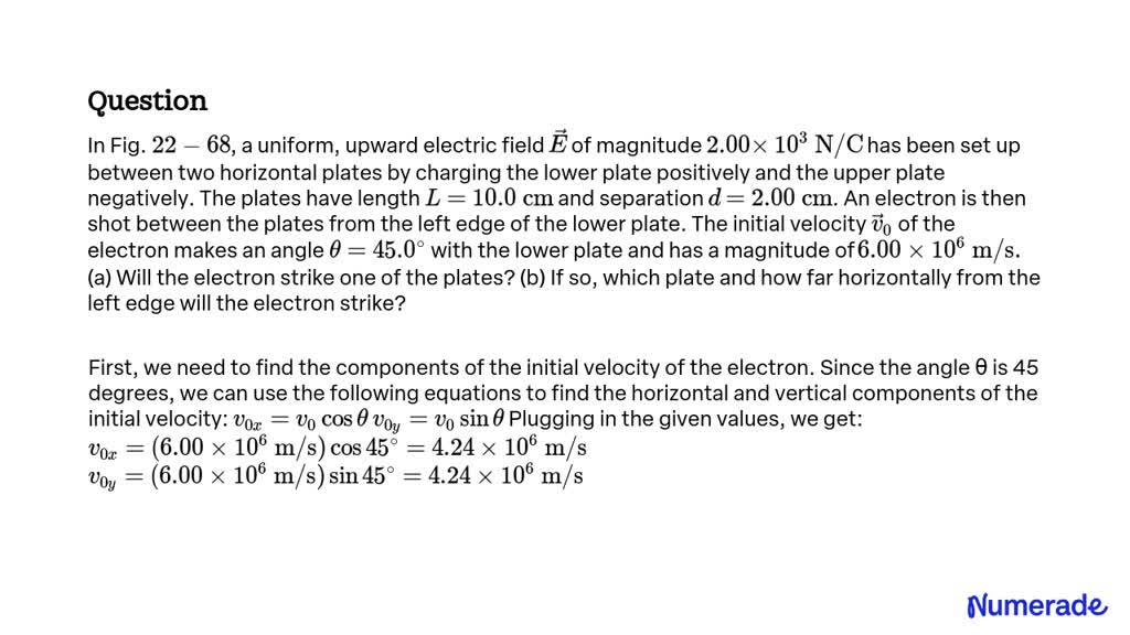 SOLVED:In Fig. 22-68, a uniform, upward electric field E⃗ of magnitude ...