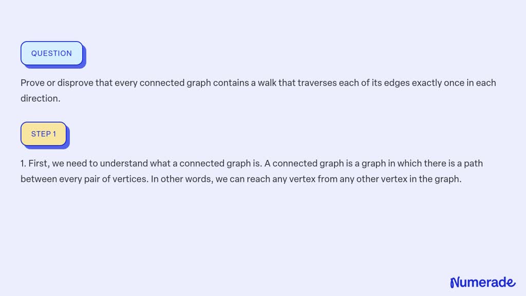 SOLVED Prove Or Disprove That Every Connected Graph Contains A Walk