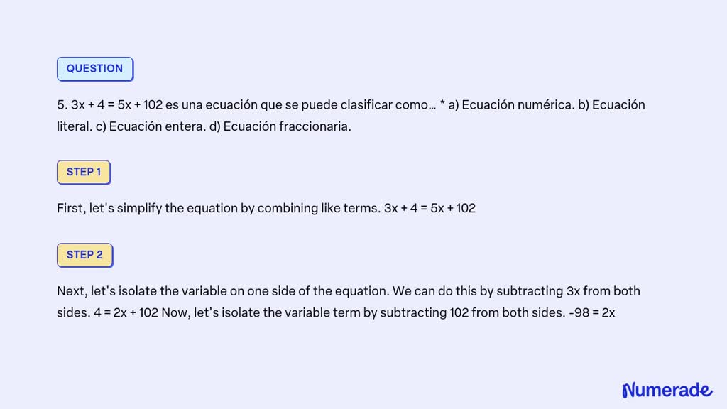 resultado de la ecuacion 5x 10 2x 40