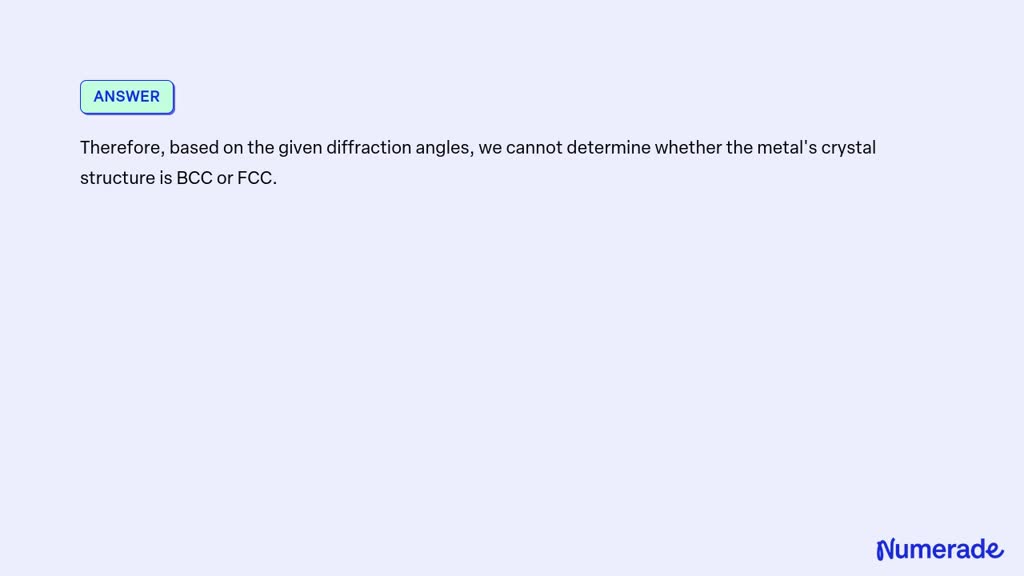 SOLVED: The Following Table Lists The Diffraction Angles For The FIRST ...