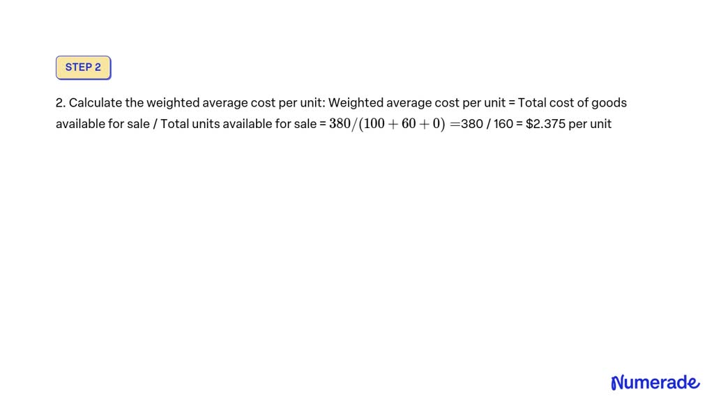 Video Solution: Calculate The Cost Of Goods Sold And The Cost Of The 