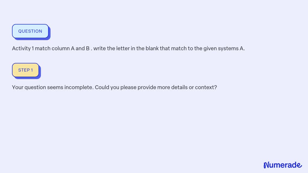 SOLVED: Activity 1 Match Column A And B . Write The Letter In The Blank ...