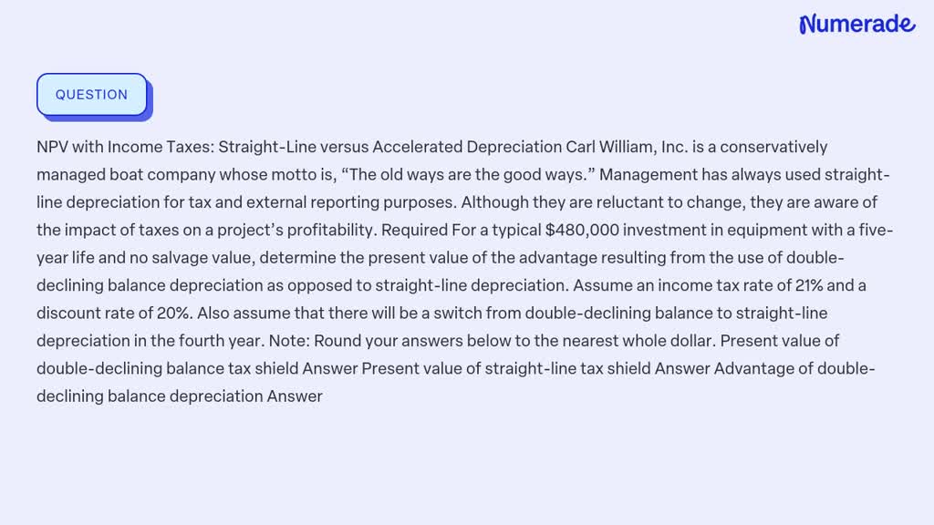 VIDEO solution: NPV with Income Taxes: Straight-Line versus Accelerated ...