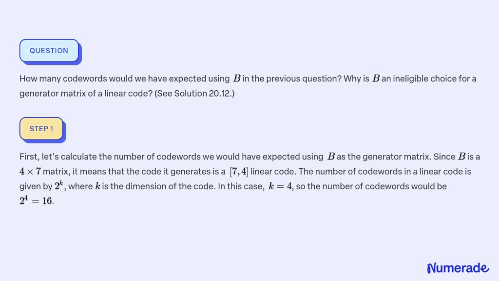 SOLVED:How Many Codewords Would We Have Expected Using B In The ...