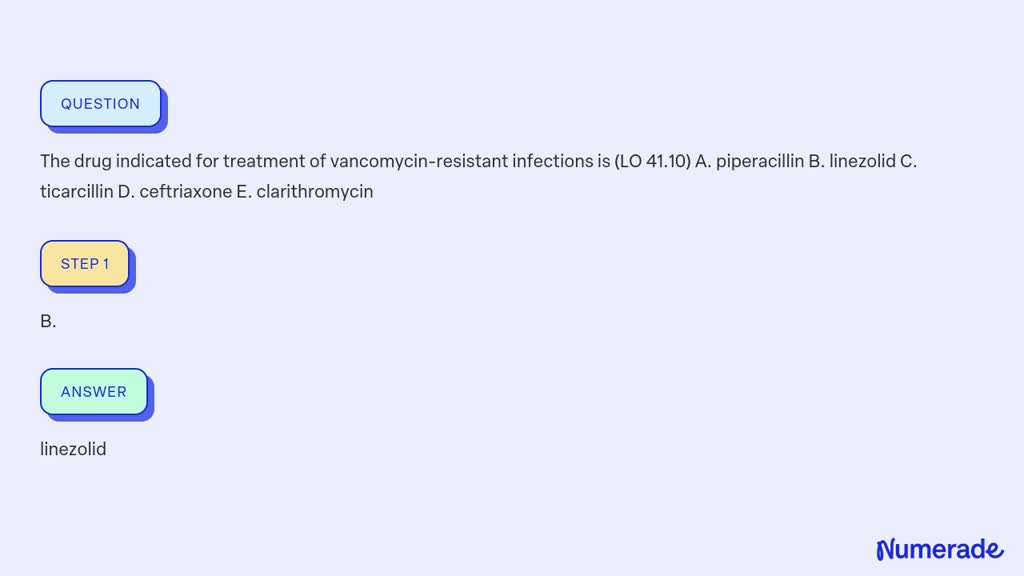 SOLVED:The Drug Indicated For Treatment Of Vancomycin-resistant ...