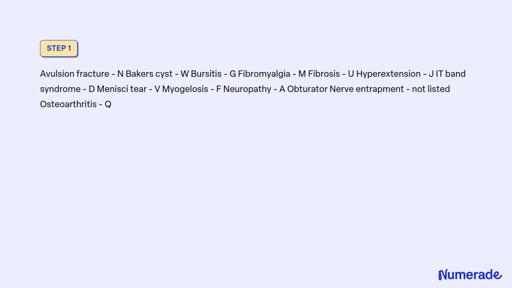 Solved: Avulsion Fracture Baker's Cyst Bursitis Fibromyalgia Fibrosis 