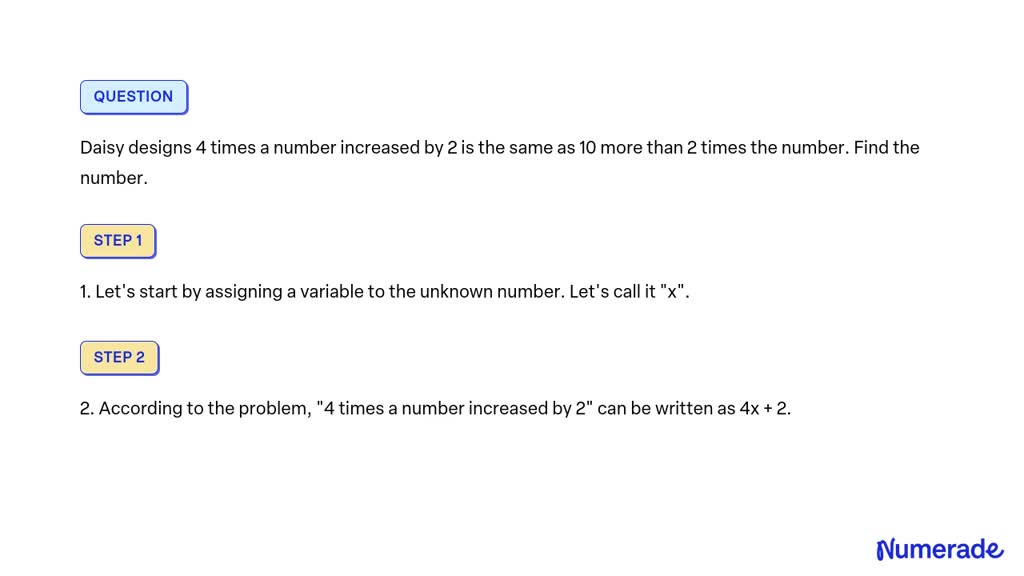 solved-daisy-designs-4-times-a-number-increased-by-2-is-the-same-as-10