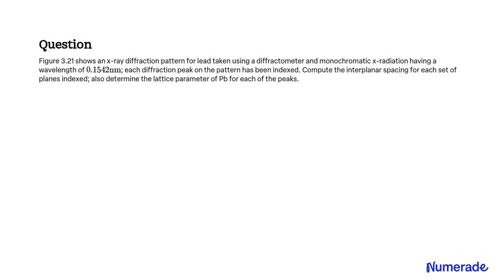 SOLVED: Figure 3.21 shows an x-ray diffraction pattern for lead taken ...