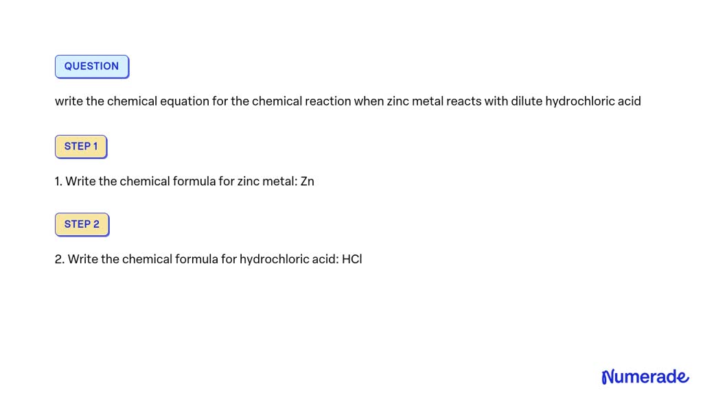 SOLVED write the chemical equation for the chemical reaction when zinc