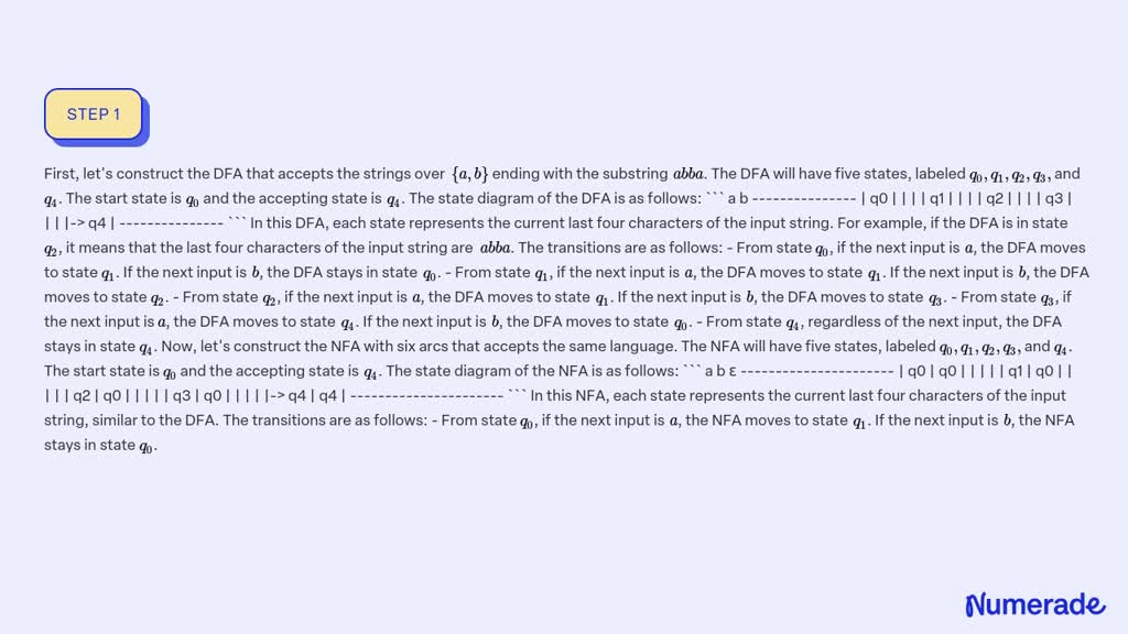 SOLVED:Construct the state diagram of a DFA that accepts the strings ...