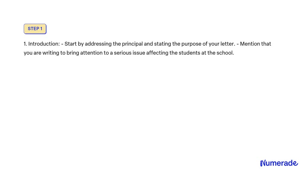 SOLVED: Letter of Complaint to Principal' Dear Principal, I am writing ...