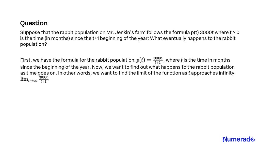 SOLVED: Suppose That The Rabbit Population On Mr. Jenkins' Farm Follows ...