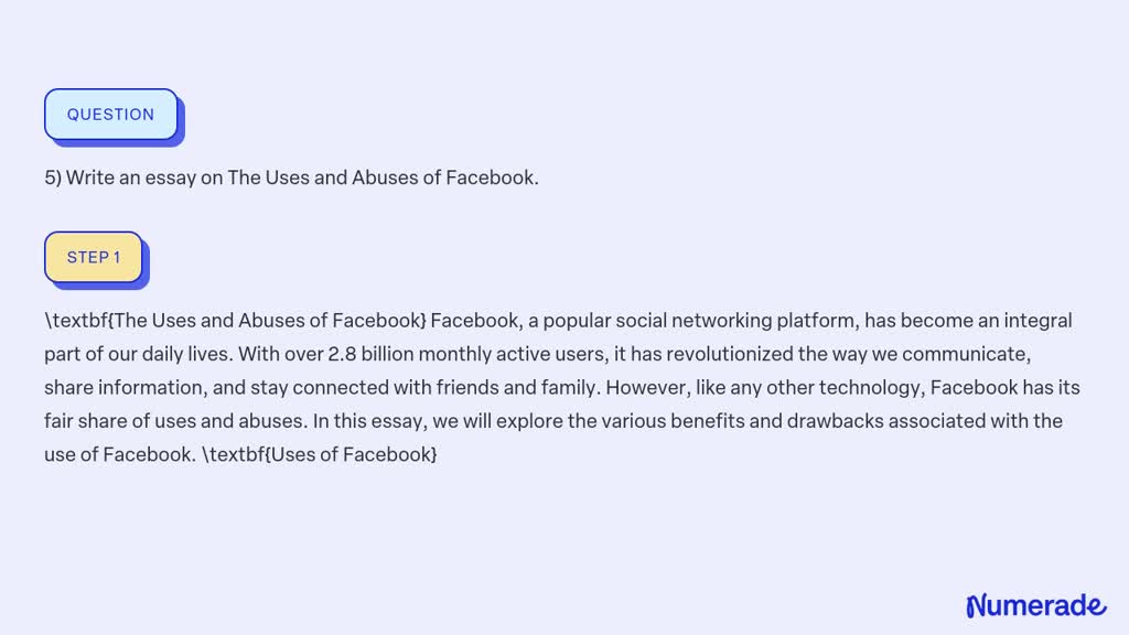 essay on uses and abuses of facebook