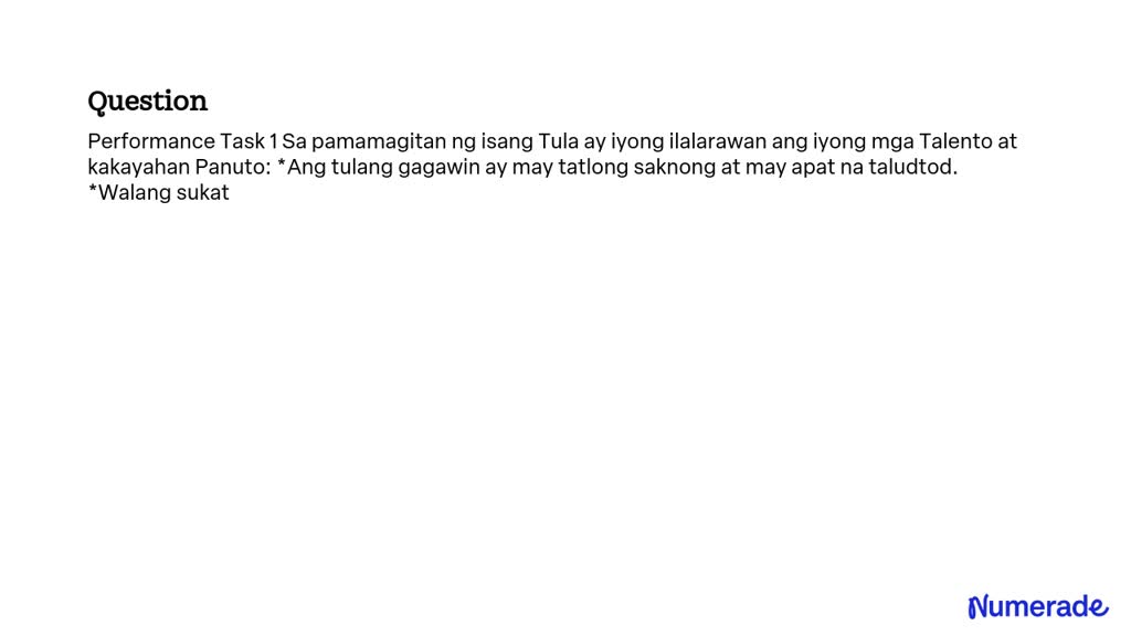 Solved Performance Task 1 Sa Pamamagitan Ng Isang Tula Ay Iyong Ilalarawan Ang Iyong Mga