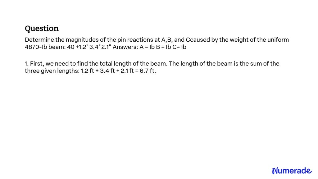 SOLVED: Determine The Magnitudes Of The Pin Reactions At A, B, And C ...