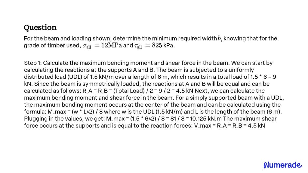 SOLVED:For The Beam And Loading Shown, Determine The Minimum Required ...