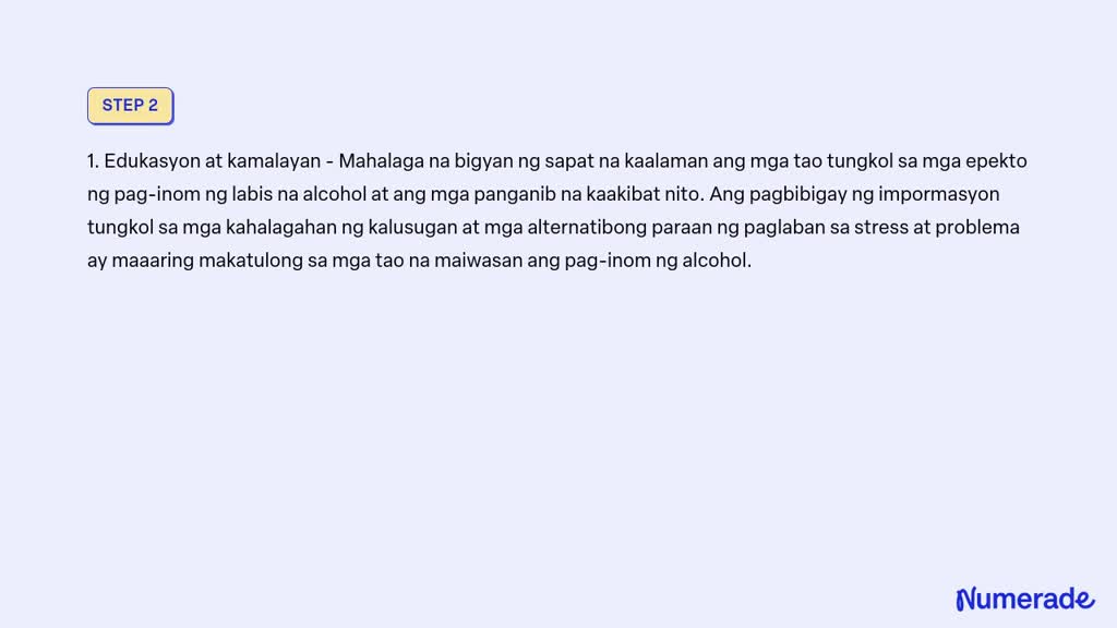 Solved Gawain 6 Panuto Magbigay Ng Paraan Upang Maiwasan Ang Mga Dahilan Bakit Umiinom Ng 