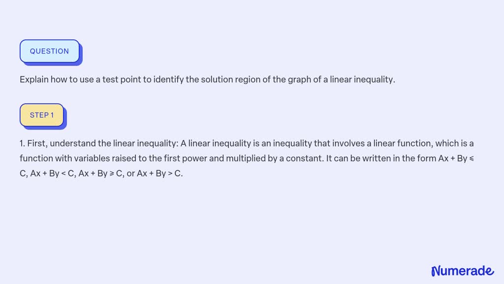 SOLVED:Explain how to use a test point to identify the solution region ...