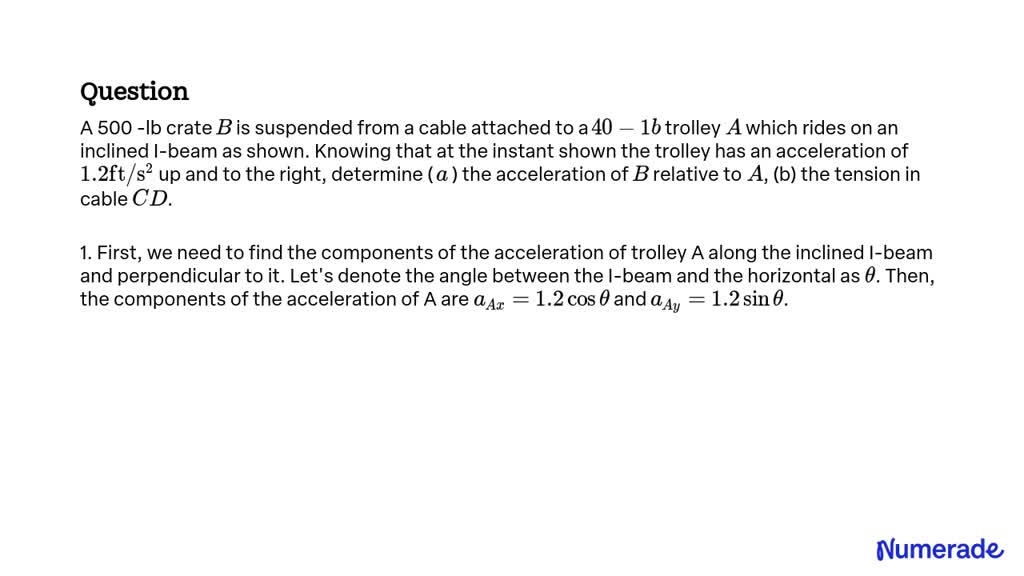 SOLVED: A 500 -lb Crate B Is Suspended From A Cable Attached To A 40-1 ...