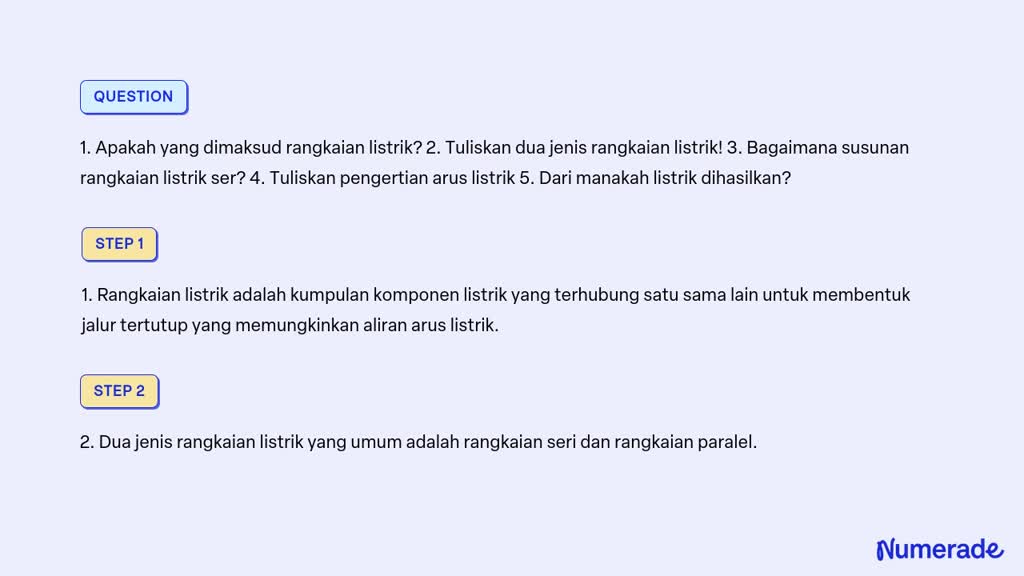 Solved Apakah Yang Dimaksud Rangkaian Listrik Tuliskan Dua Jenis Rangkaian Listrik