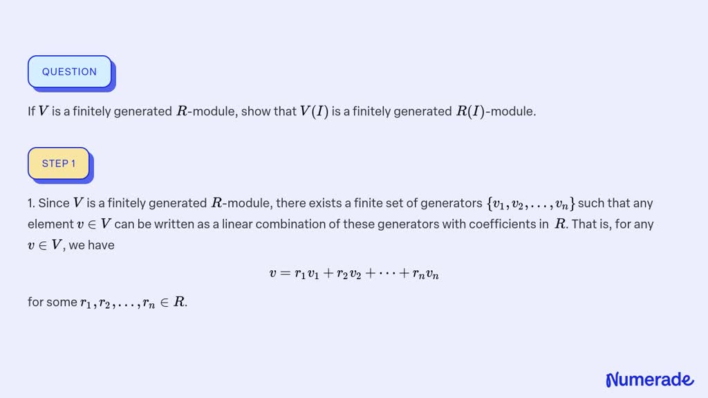 ⏩solved If V Is A Finitely Generated R Module Show That V I Is A