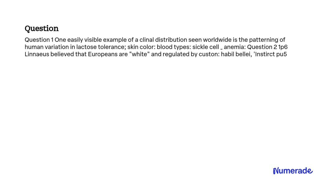 SOLVED: One easily visible example of a clinal distribution seen ...