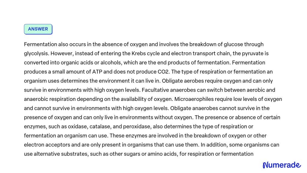 SOLVED: Compare Aerobic Respiration, Anaerobic Respiration, And ...