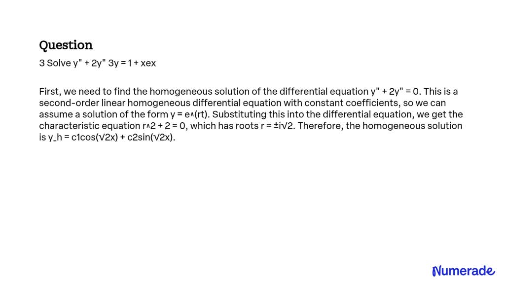 Solved 3 Solve Y 2y 3y 1 Xex