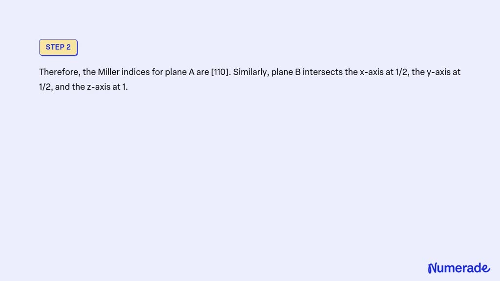 SOLVED: 1a) Determine the Miller indices for the planes A and B shown ...