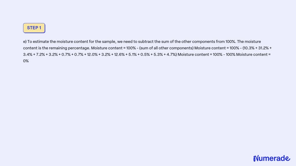 SOLVED: For a solid-waste sample with the following composition ...