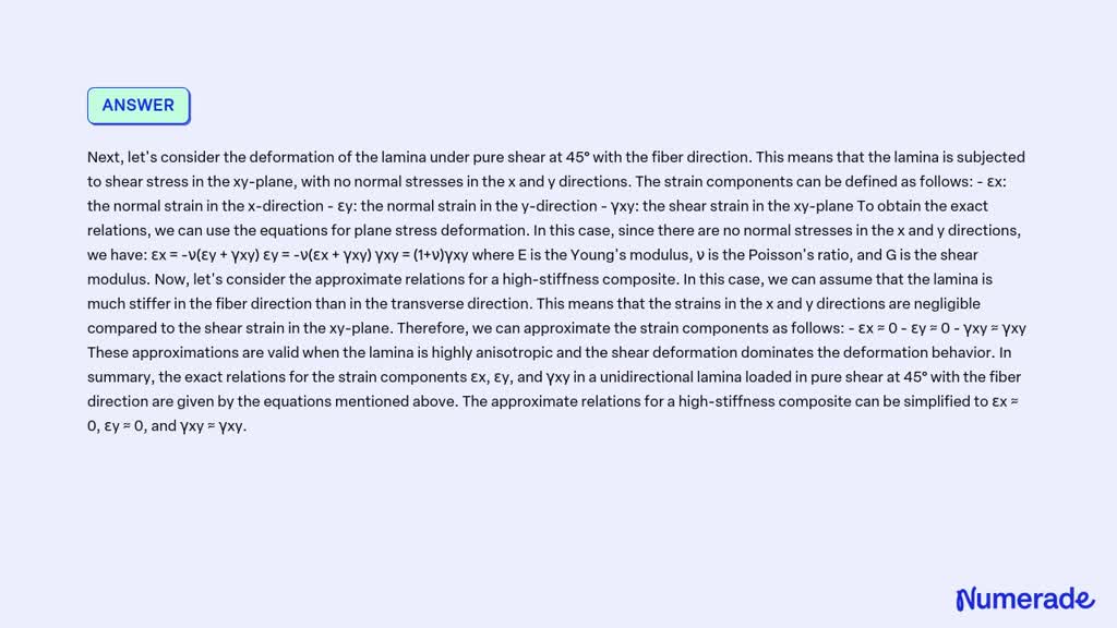 SOLVED: 4.37 For a unidirectional lamina loaded in pure shear at 45Â ...