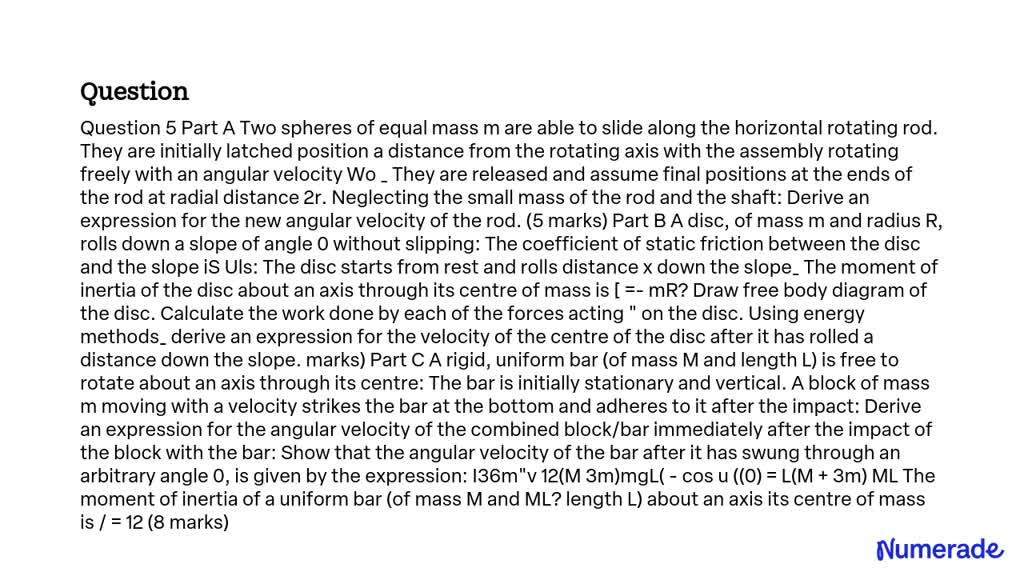 SOLVED: Question 5 Part A: Two spheres of equal mass m are able to ...