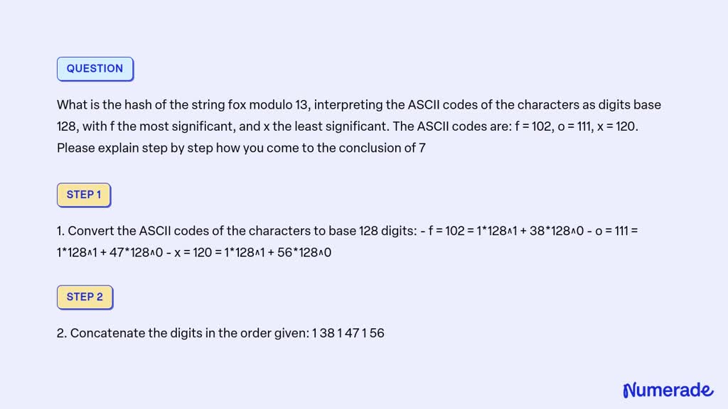 Video Solution: What Is The Hash Of The String Fox Modulo 13 