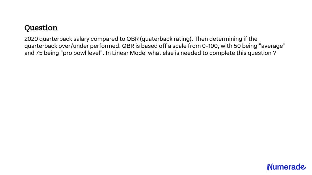 VIDEO solution: 2020 quarterback salary compared to QBR (quarterback ...