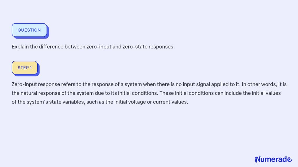 SOLVED:Explain the difference between zero-input and zero-state responses.