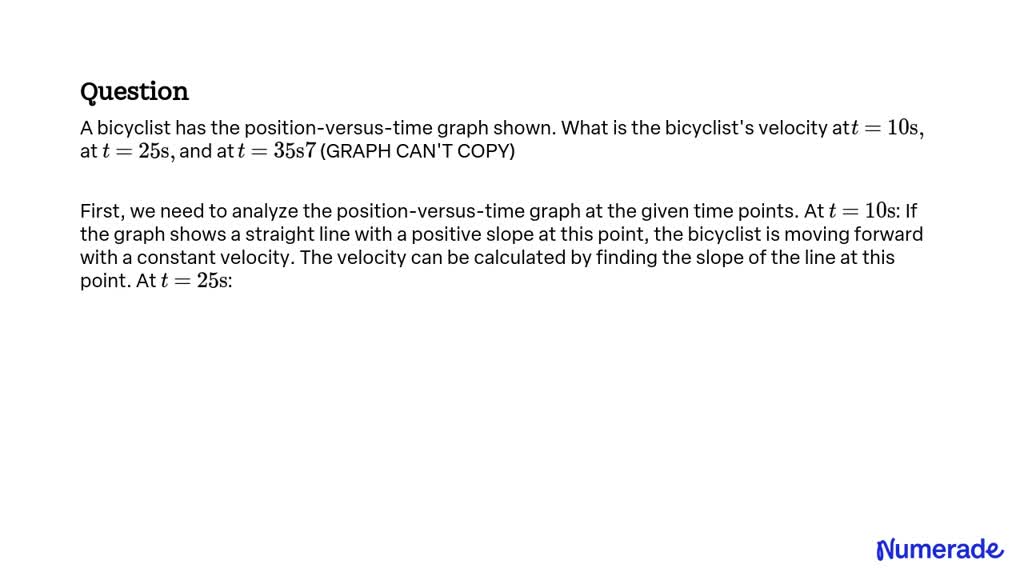 SOLVED: A Bicyclist Has The Position-versus-time Graph Shown. What Is ...