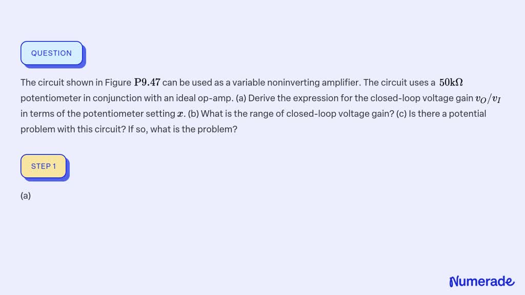 SOLVED:The circuit shown in Figure P 9.47 can be used as a variable ...