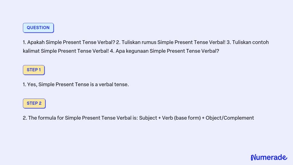 tuliskan 5 kalimat verbal simple present tense