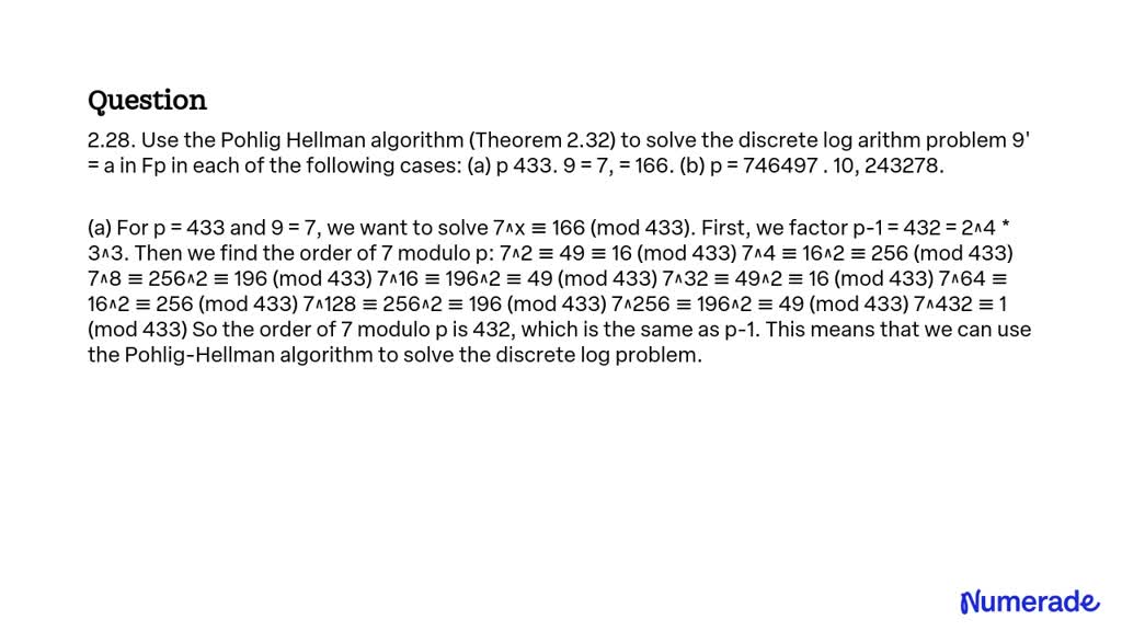 solved-2-28-use-the-pohlig-hellman-algorithm-theorem-2-32-to-solve