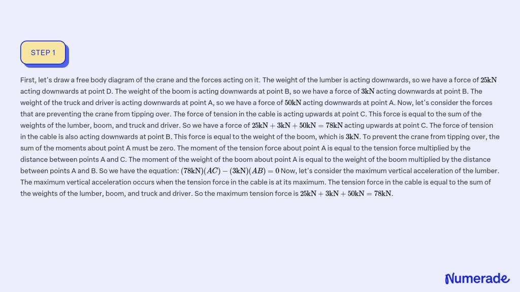 ⏩SOLVED:A load of lumber weighing W=25 kN is being raised by a… | Numerade