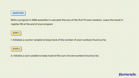 SOLVED Write an ARM assembly language program to compute the sum