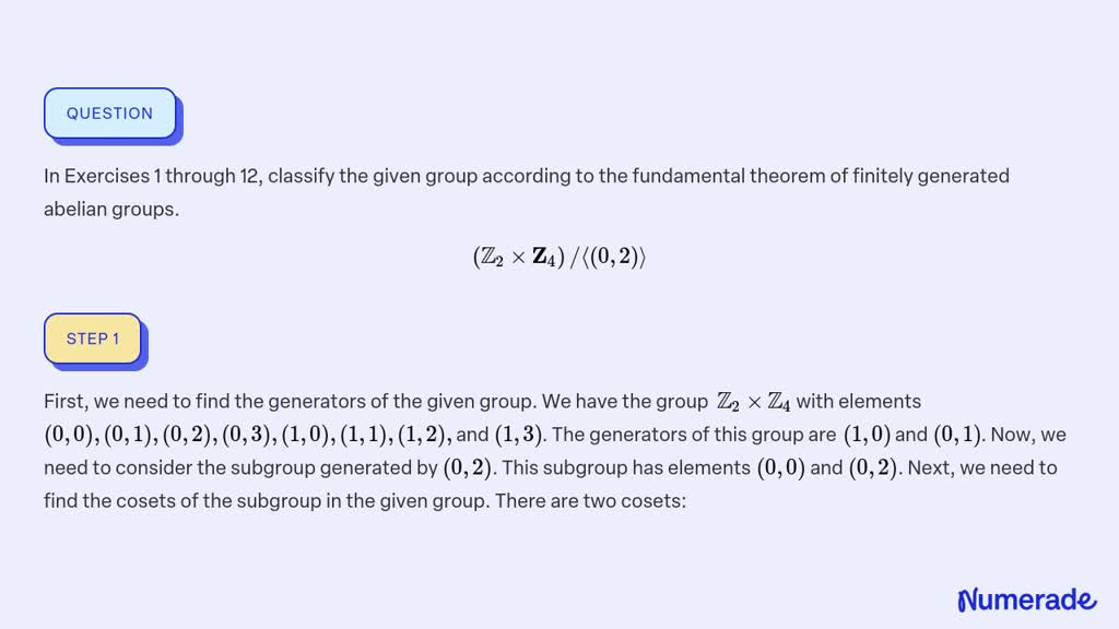 Solved In Exercises 1 Through 12 Classify The Given Group According To