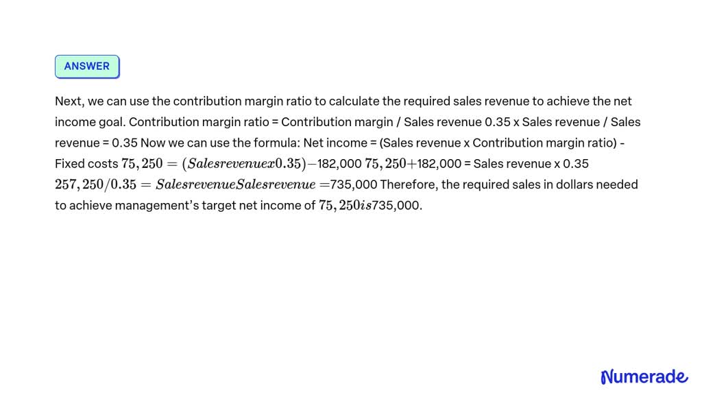 Solved: For Crane Company, Variable Costs Are 65% Of Sales, And Fixed 