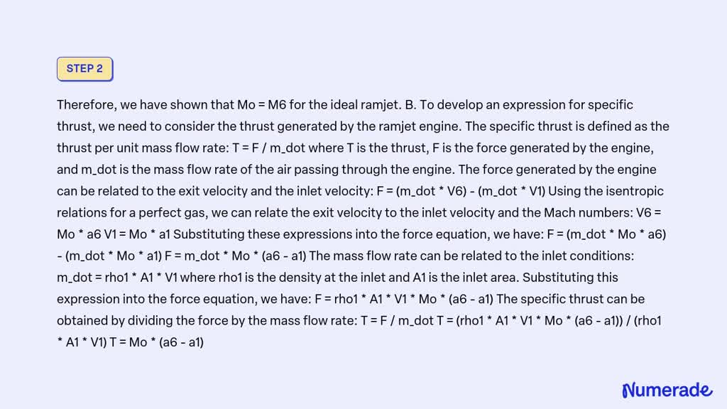 SOLVED: The Ideal Ramjet Can Be Modeled As A Turbojet With A Compressor ...