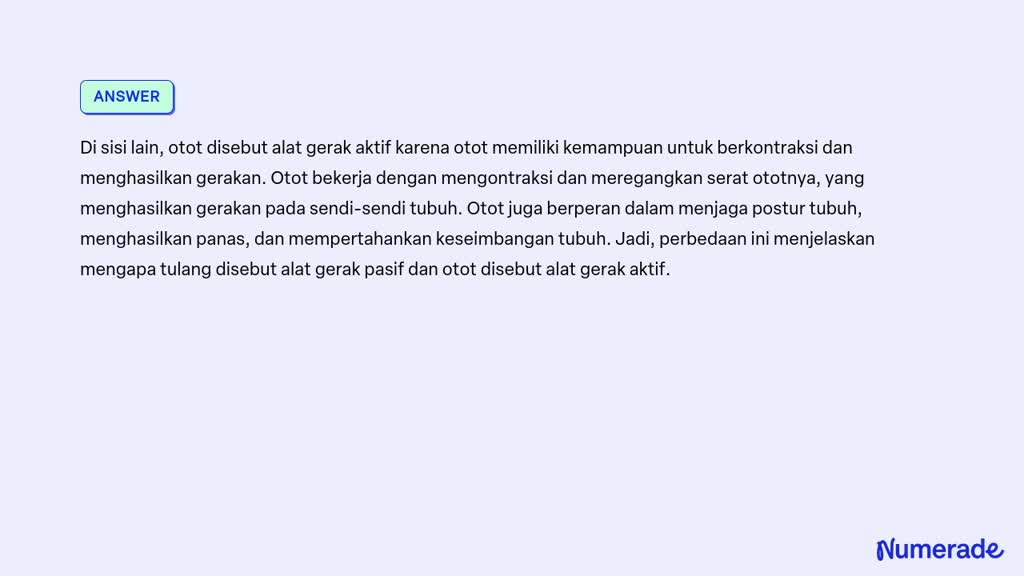 SOLVED: Mengapa Tulang Disebut Alat Gerak Pasif Dan Otot Disebut Alat ...