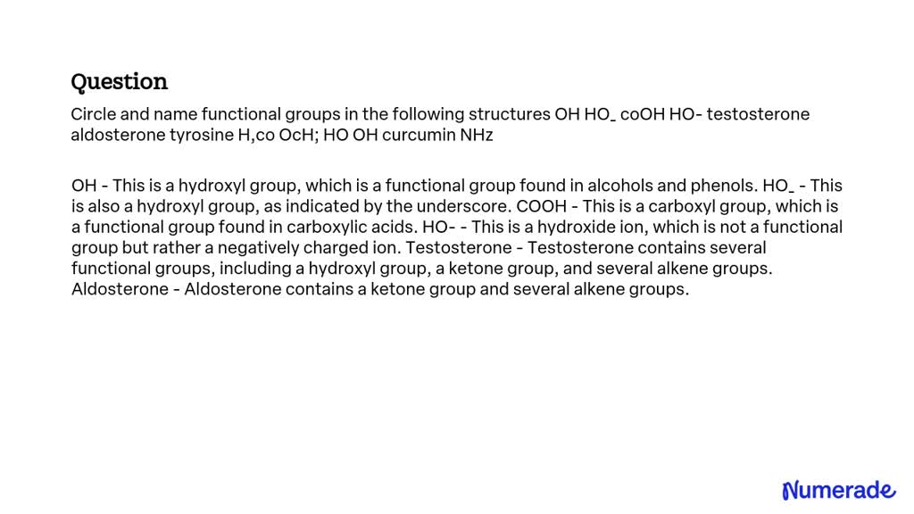 Solved Circle And Name Functional Groups In The Following Structures