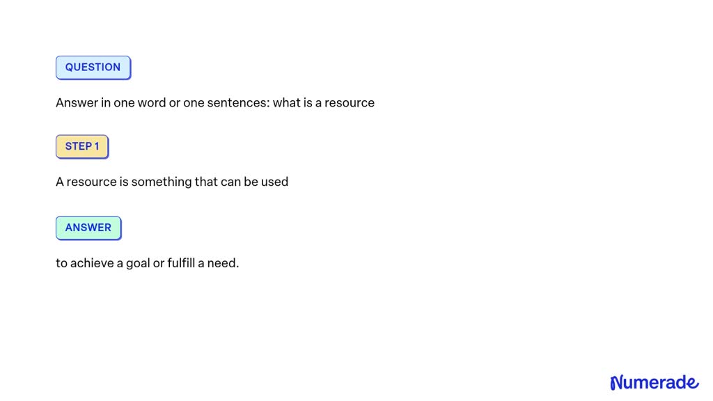 Video Solution: Answer In One Word Or One Sentences: What Is A Resource