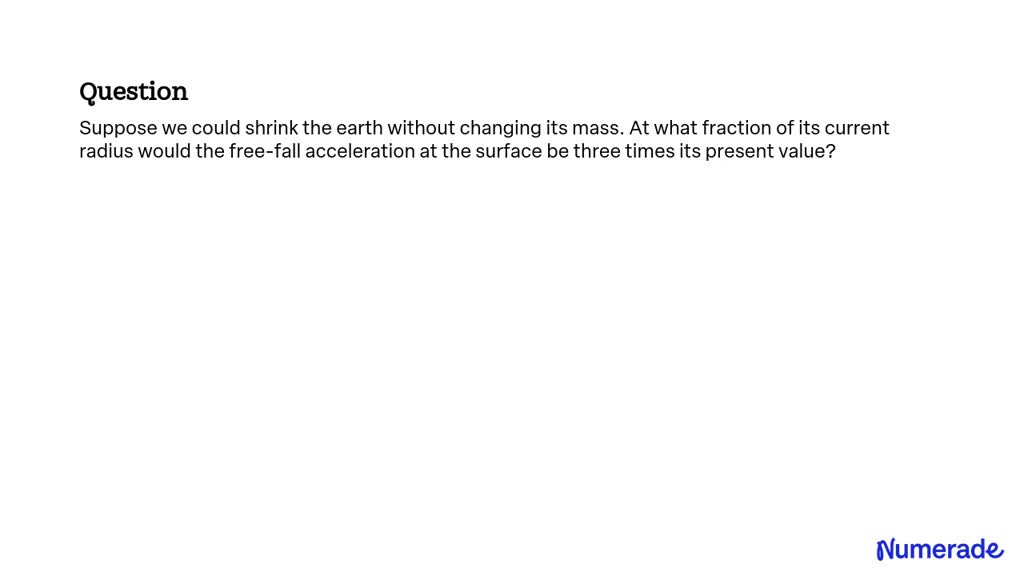 SOLVED: Suppose we could shrink the earth without changing its mass. At ...